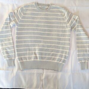 Women's Striped Crewneck Sweater - Light Gray & White Striped - OS